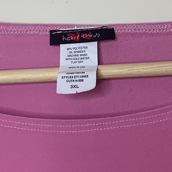 Heart Throb Dusty Rose Rouched Sides Boatneck Kimono Sleeve Tunic Stretch Top 3X - Picture 6 of 13